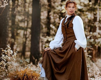 Lång kjol och väst Viktoriansk edwardiansk dräkt handgjord i set