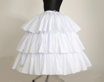 Cotton slip, victorian petticoat, Crinoline petticoat, Slip 3 frills, Petticoat over crinoline, Slip1850s, Skirt Civil War, Bridal slip