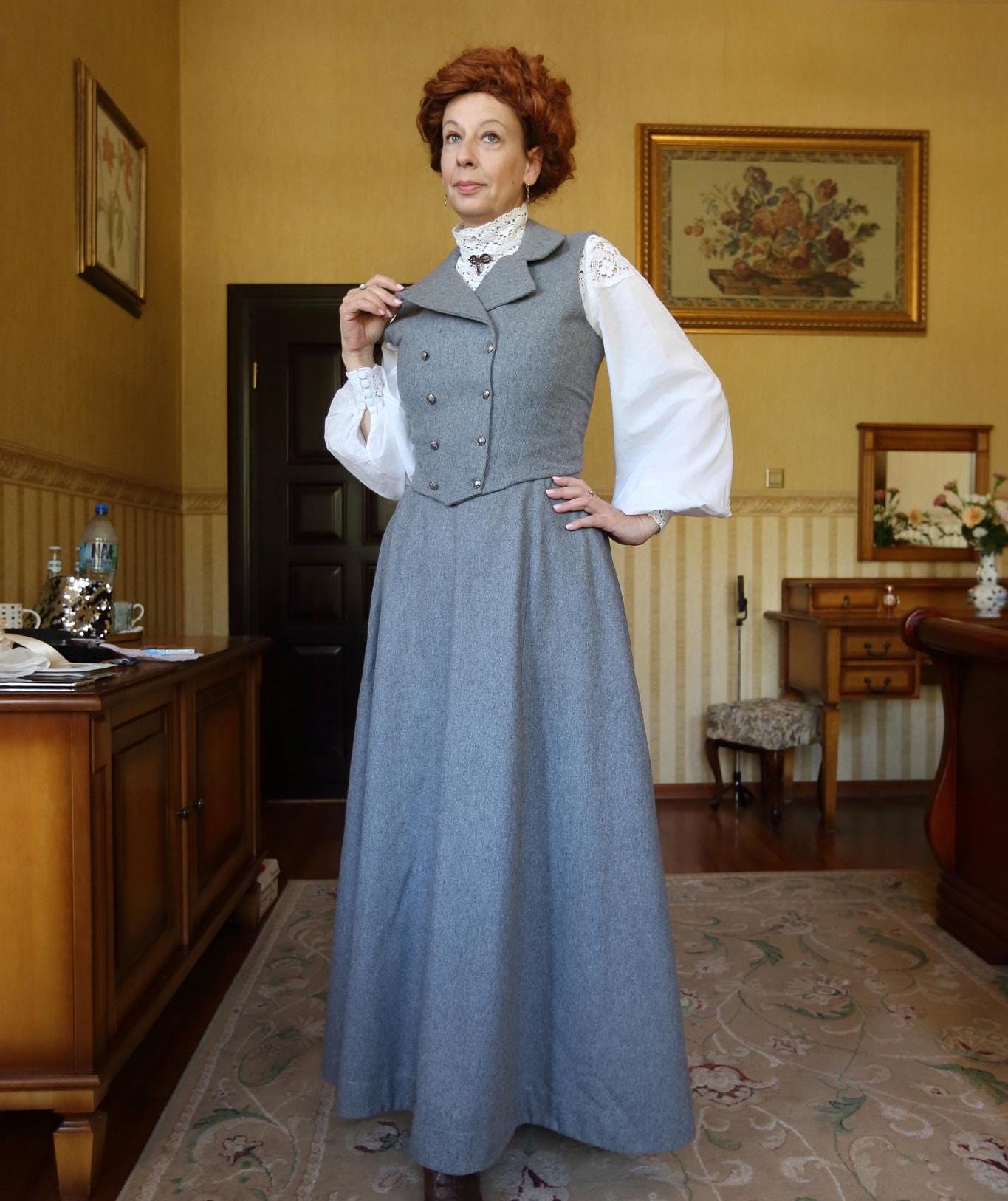 Vintage Wool, Linen Skirt, Edwardian Skirt, Retro, Victorian Vintage Wool, Linen Skirt, Edwardian Skirt, Retro, Victorian
