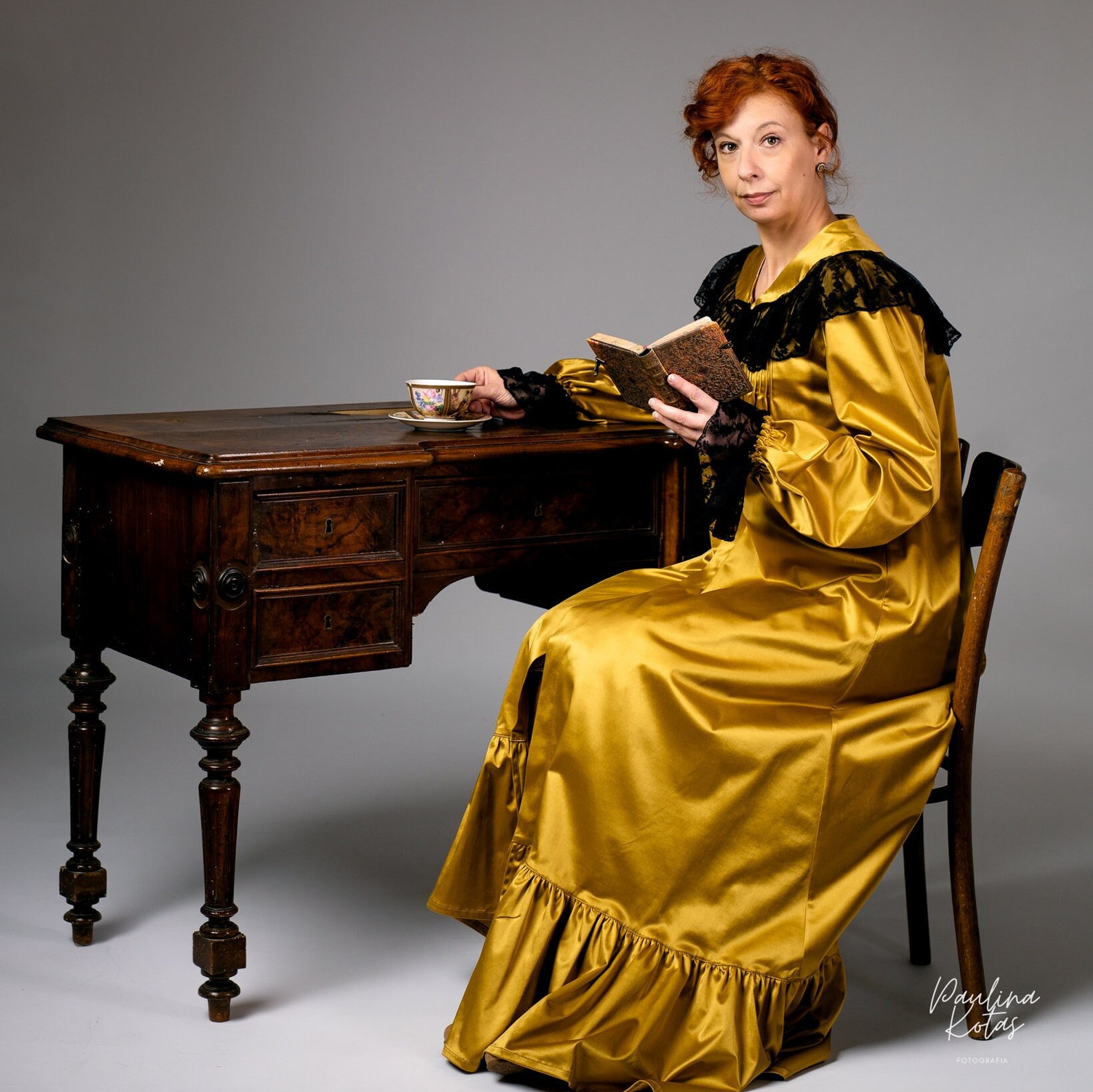 Dressing Gown, Vintage Robe, House Robe, Tea Gown, Satin Dressing Gown