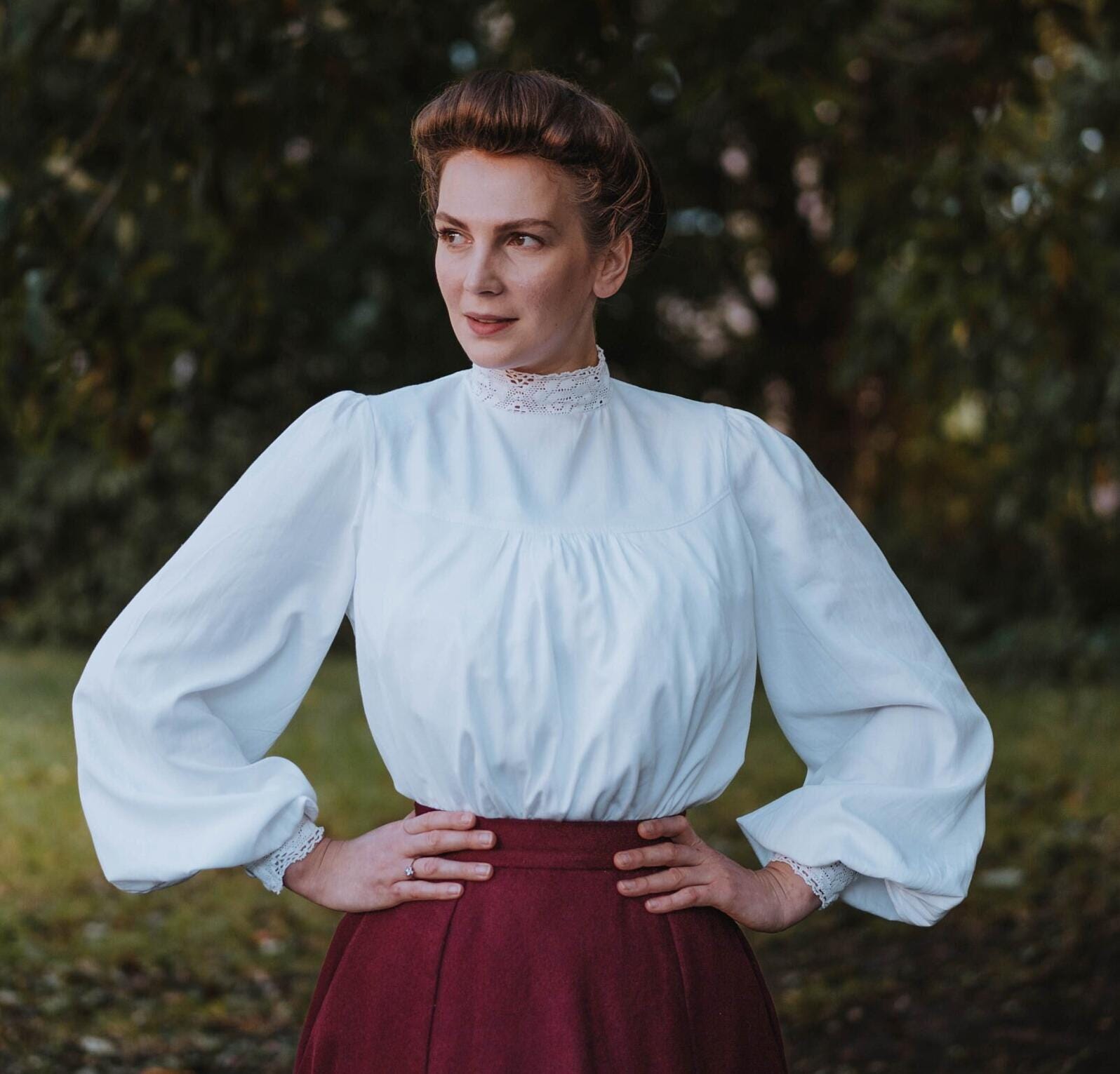トップス antique 1900s white blouse Blouse in Edwardian Style, Retro Blouse, 1900s' Blouse