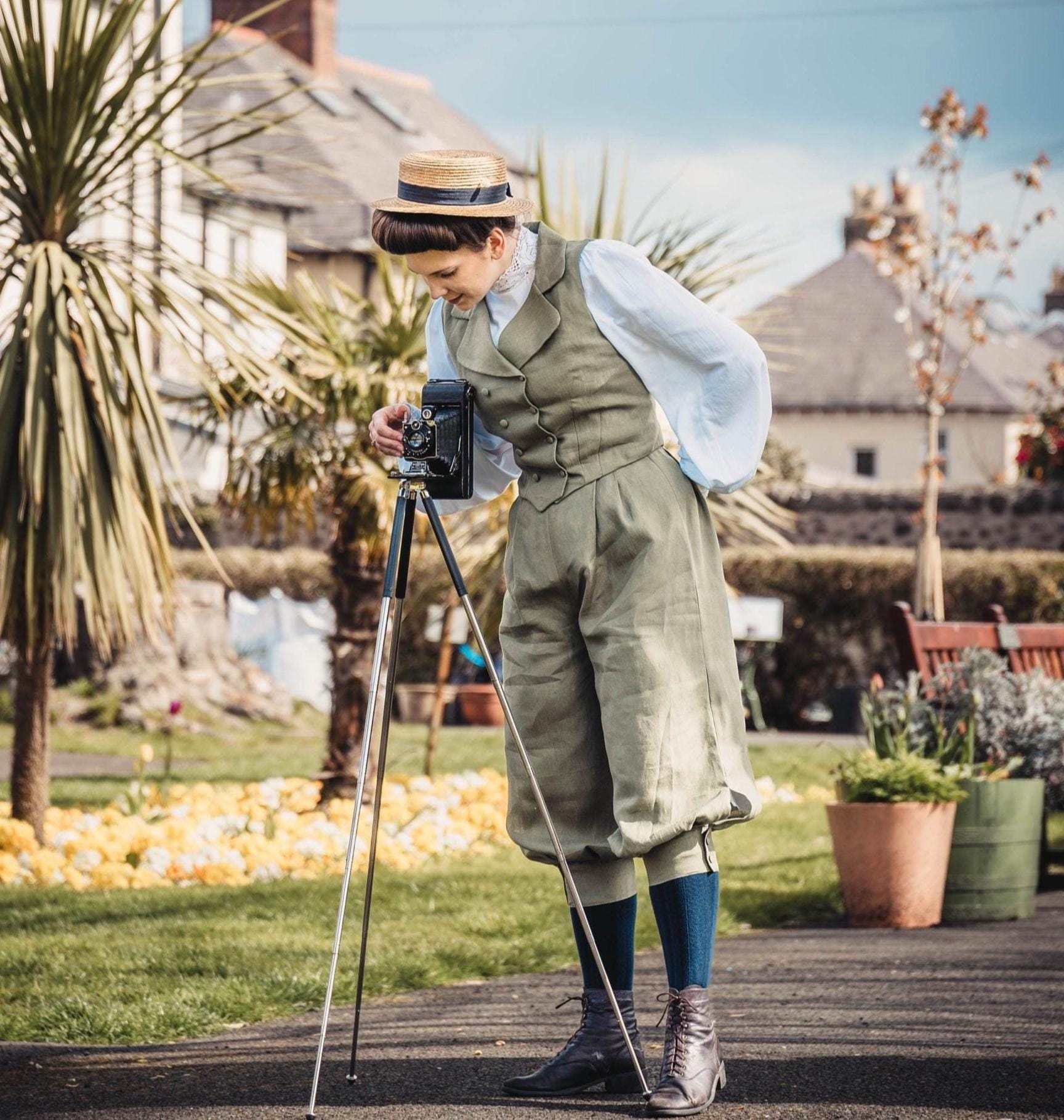 Inlzdz Frauen Spitzen-Bloomers - Viktorianische Haremshose Mit Kordelzug Gothic Steampunk