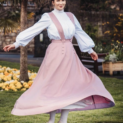 Robe pull, edwardian Jupe / robe : Vêtements de reconstitution historique en lin