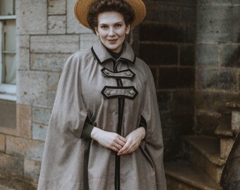 Victorian era Wool Cape ヴィクトリア期 アンティーク Vintage Style Wool Cape: Handmade Victorian Edwardian Style Tweed