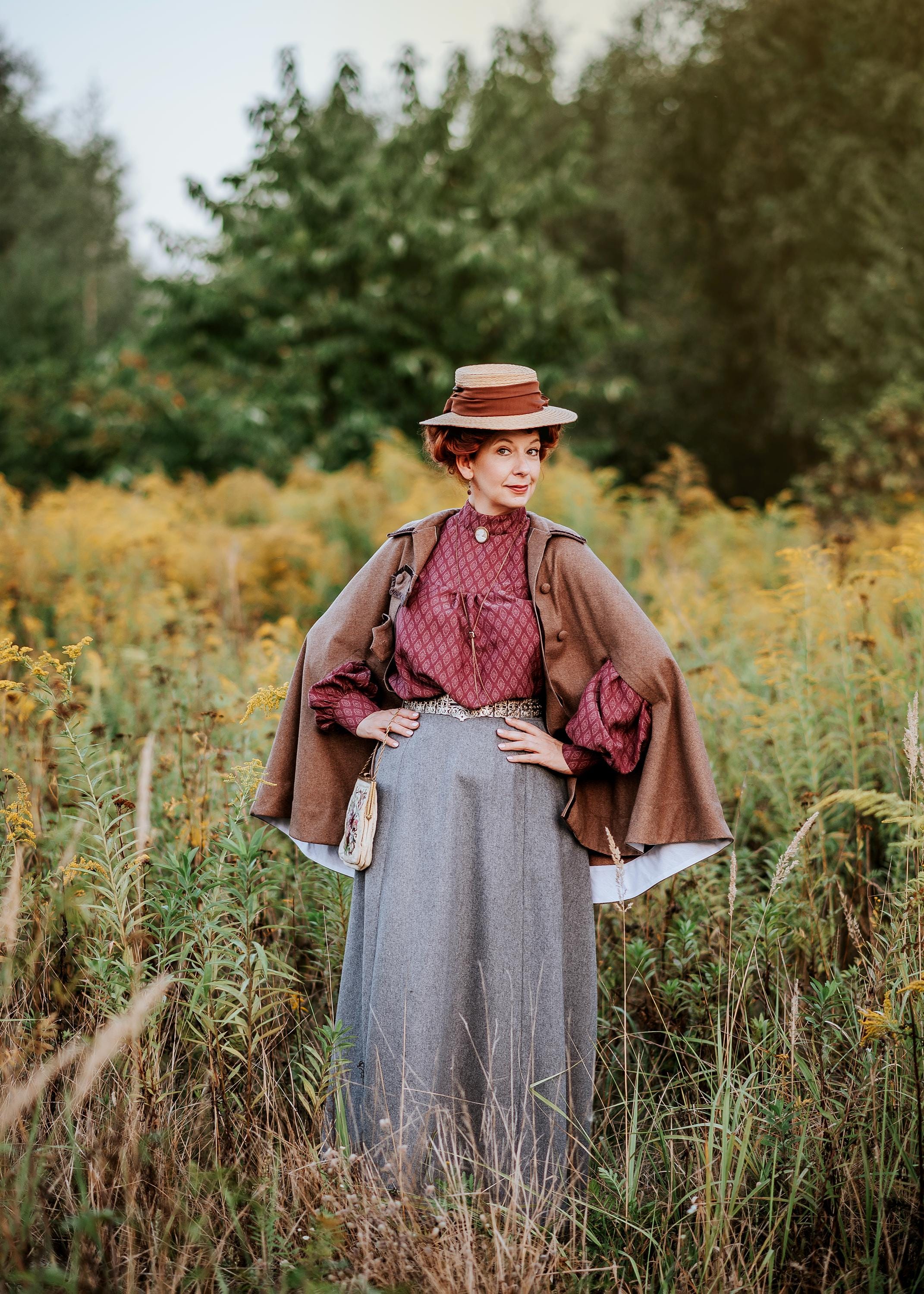 Vintage Style Wool Cape: Handmade Victorian Edwardian Style Tweed