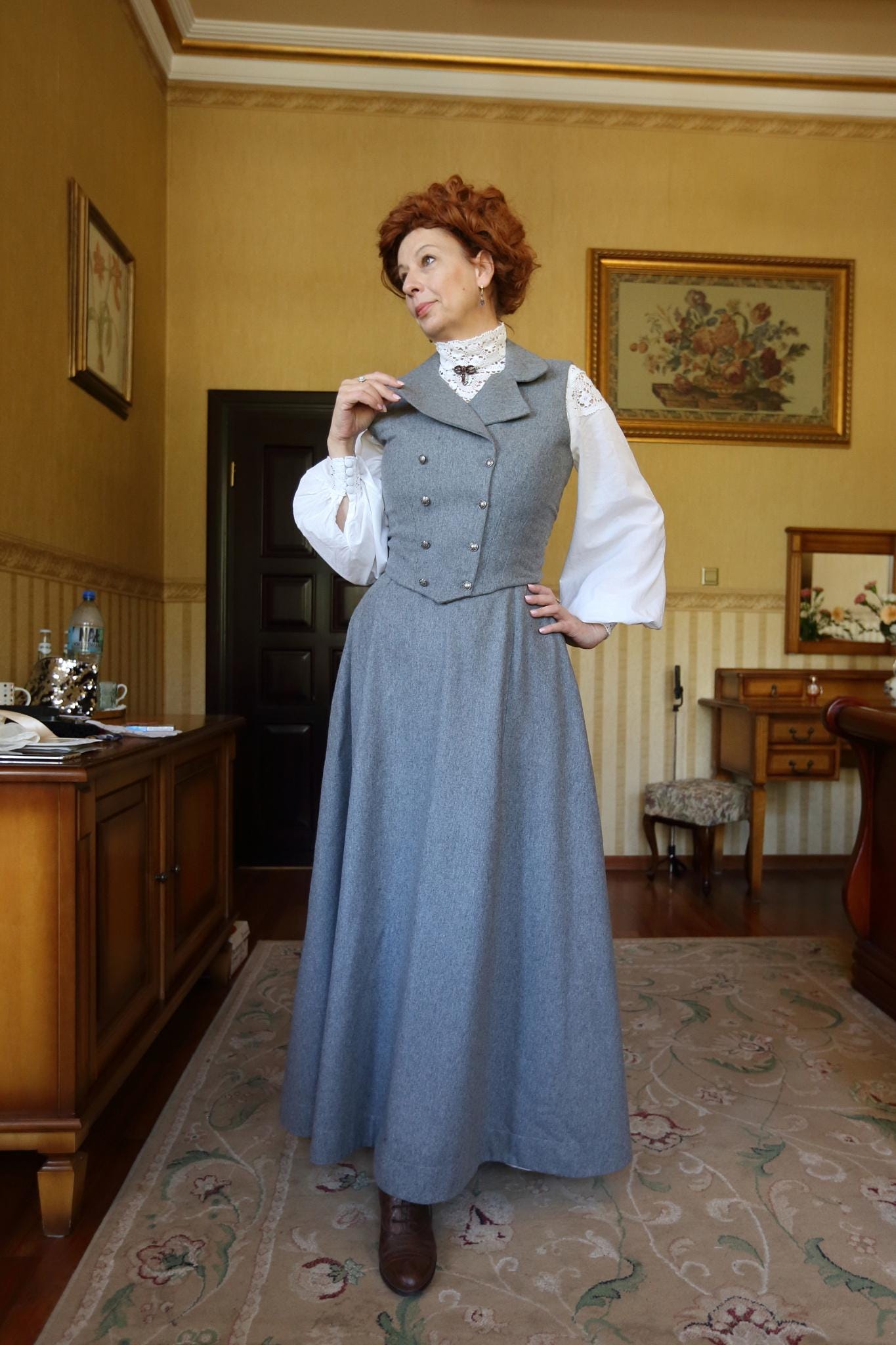 Handmade Wool Vest: Edwardian Dark Academia Waistcoat With Antique