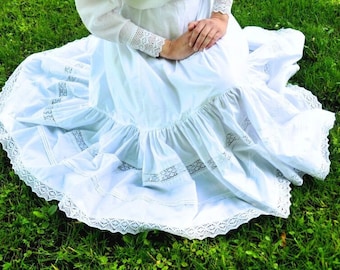 Victorian petticoat, victorian slip, 1900s womens, Edwardian lingerie, Cotton lace slip, ,in Edwardian Victorian style, cottagecore skirt