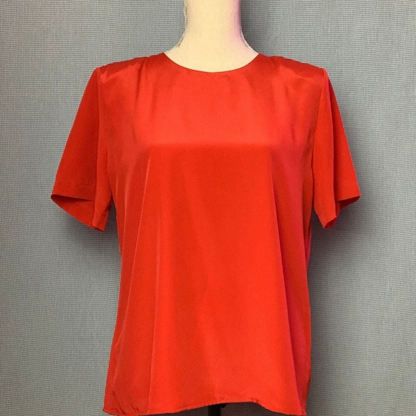 Vintage LAUREN LEE Blouse / Vintage Red Blouse / 1980's Red Blouse / 1980's Women's Blouse / 80's 90's Women's Blouse / Vintage MEDIUM Top /