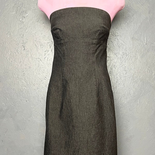 JACOB Black Denim Strapless Dress / Early 2000s Denim Dress / Y2K Dress / Denim Tube Dress / Early 2000s Dress /  Black Strapless Dress /LBD