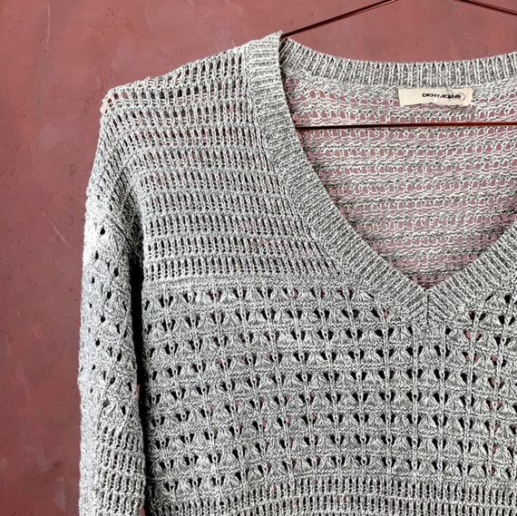 DKNY Beige Sweater / Beige Jumper / Vintage V-Nec… - image 3