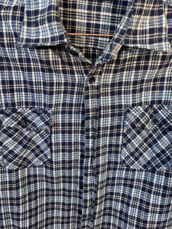 VINTAGE FLANNEL/Oversized Flannel Shirts/Navy Blu… - image 3