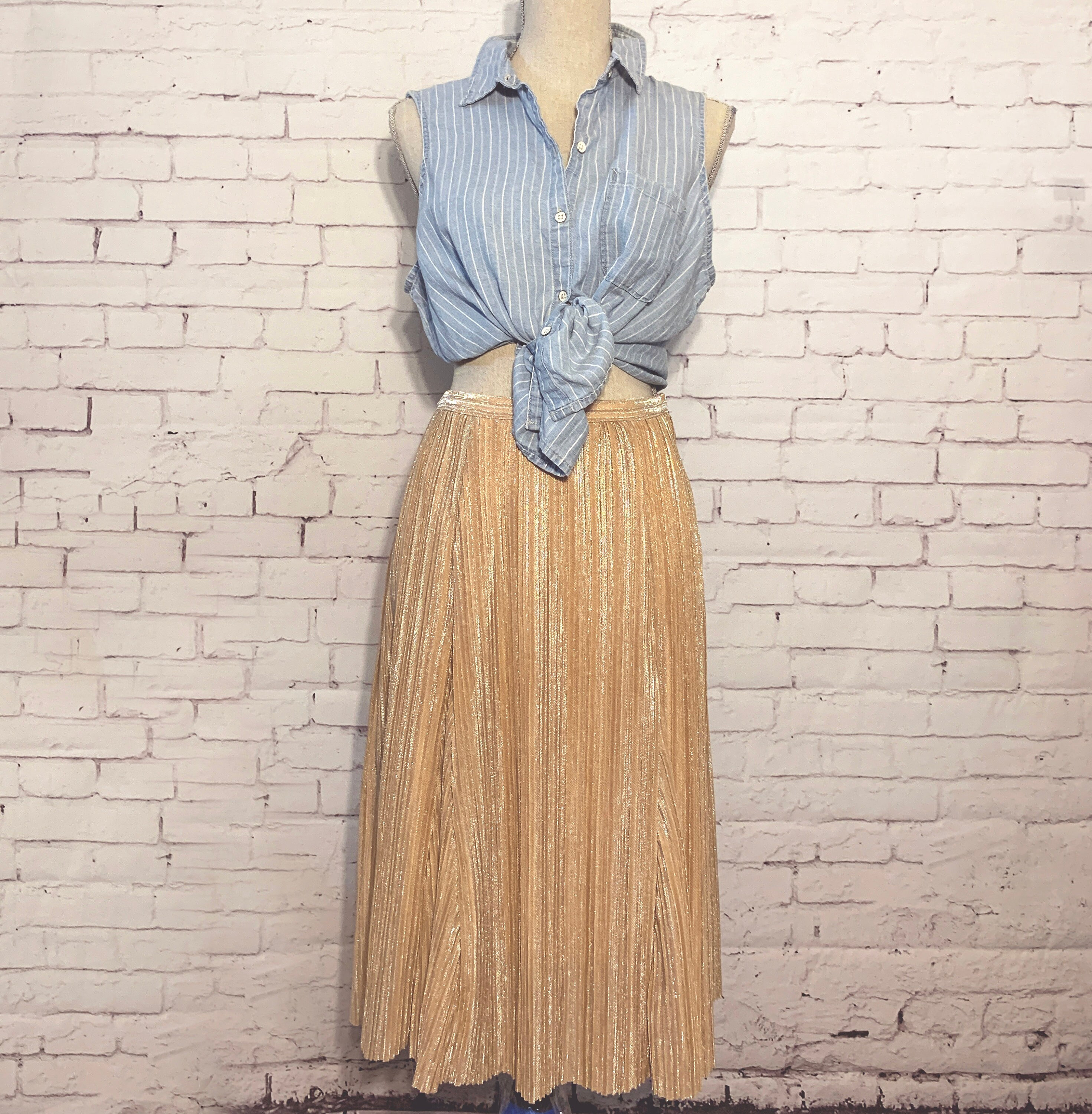 Gold Pleated Skirt Etsy