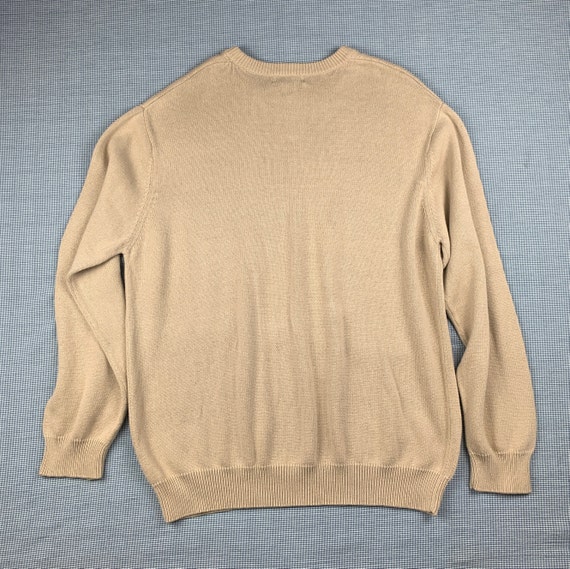 Men's XL Beige Pullover / Sweater with Blue Strip… - image 4