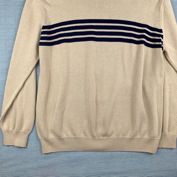 Men's XL Beige Pullover / Sweater with Blue Strip… - image 2