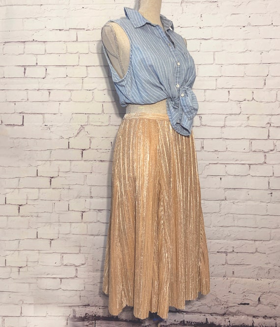 Gold pleated skirt anthropologie discount