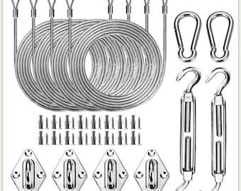 ColorTree  Hardware Kit for Rectangle Square Sun Shade Sail Canopy, 316 Military-Grade Stainless Steel ( Winch, Hardware Kits, Cables)