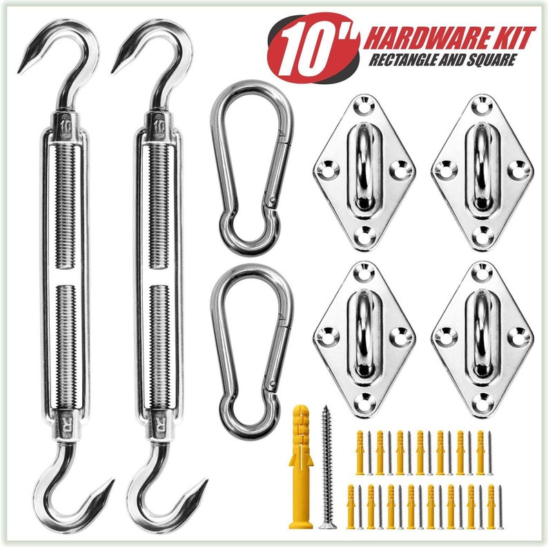 Colortree Hardware Kit for Rectangle Square Sun Shade Sail Canopy, 316 ...