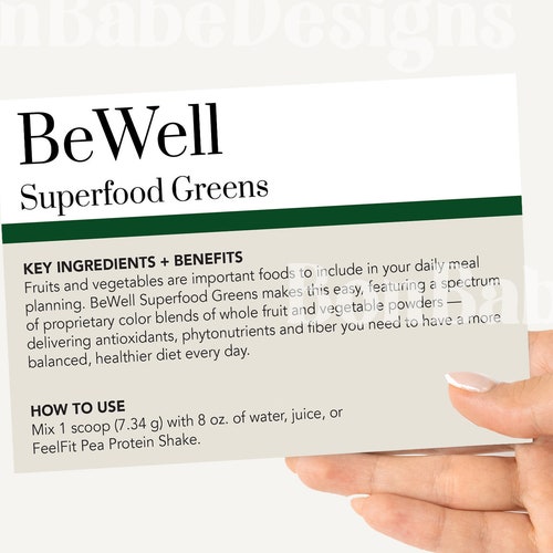 Arbonne Bewell Superfood Greens Sample Cards Bon Babe Etsy
