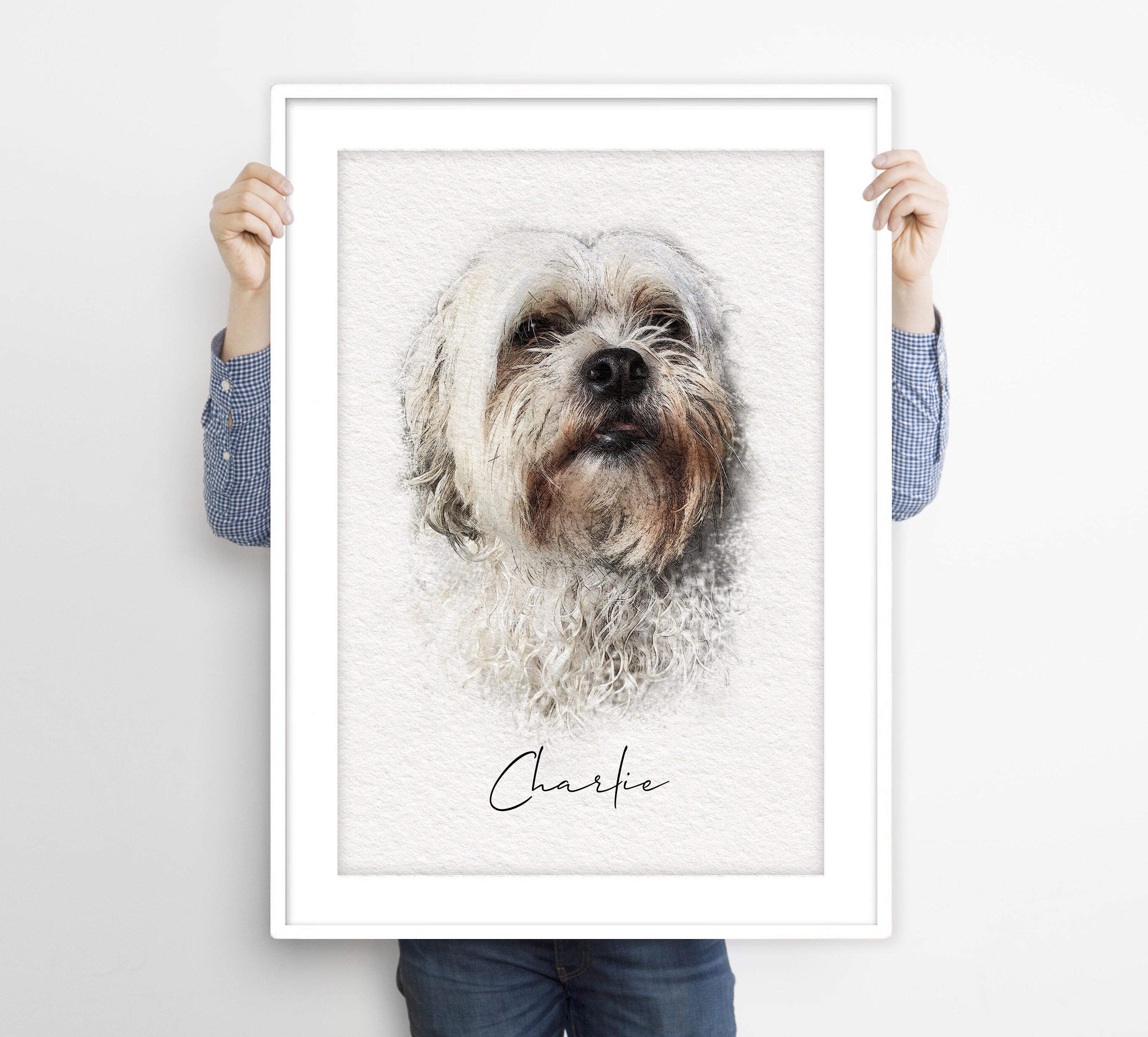 Custom Dog Portrait Personalised Pet Portrait Dog Lover Etsy