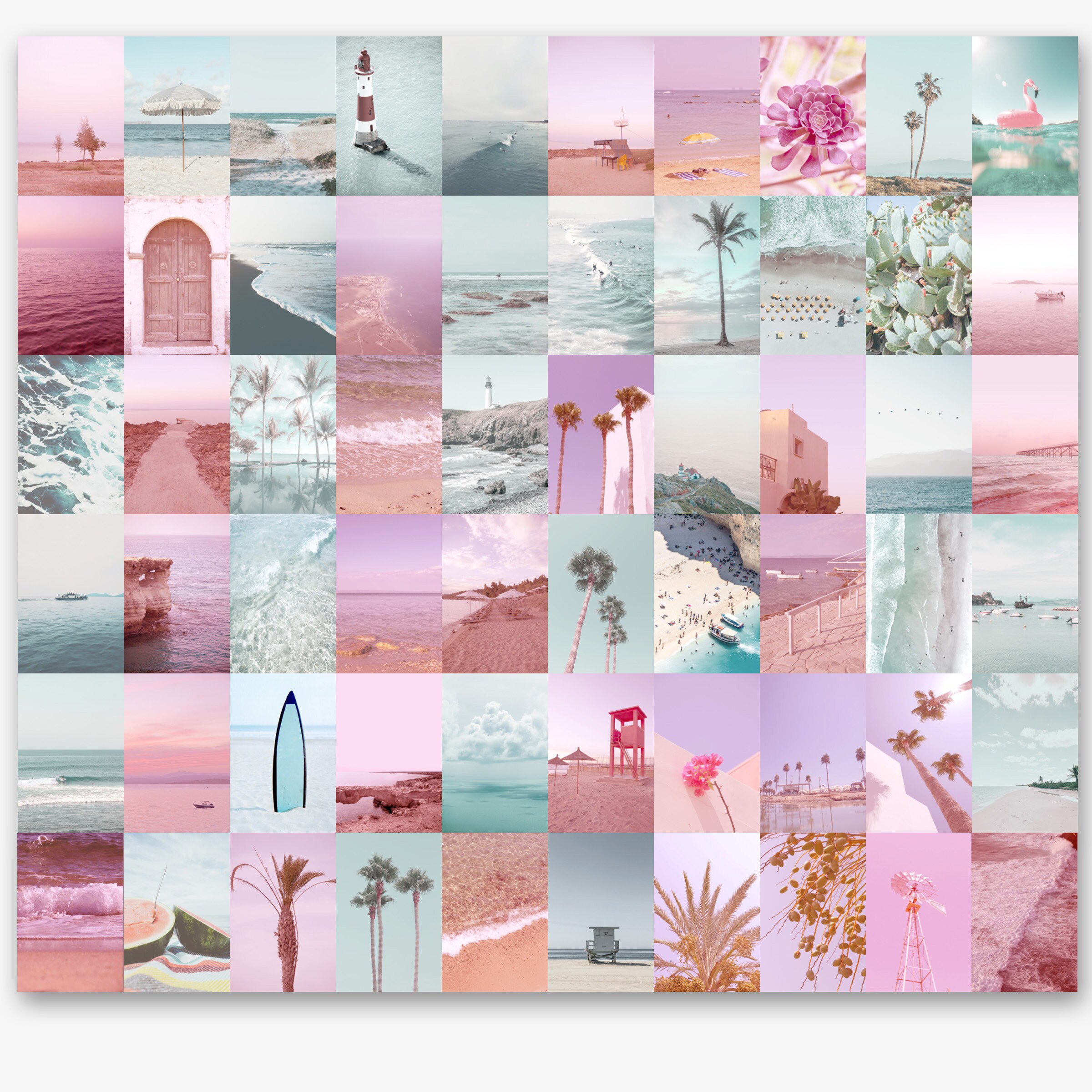 Wall collage kit beach digital prints Pink and blue collage Etsy
