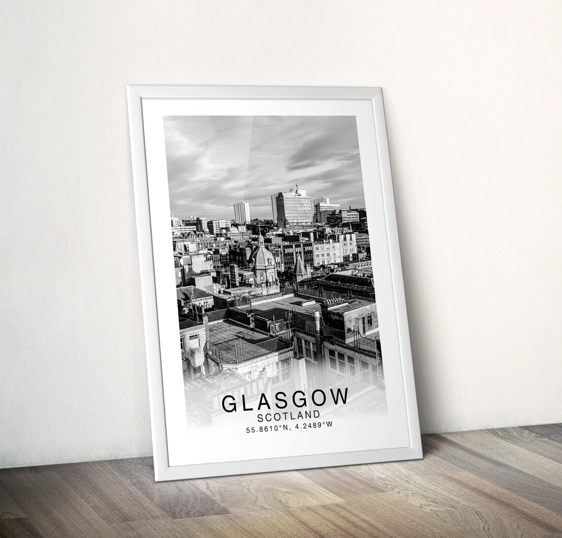 Glasgow Travel Poster Glasgow Print Wall Art Decor Glasgow Etsy