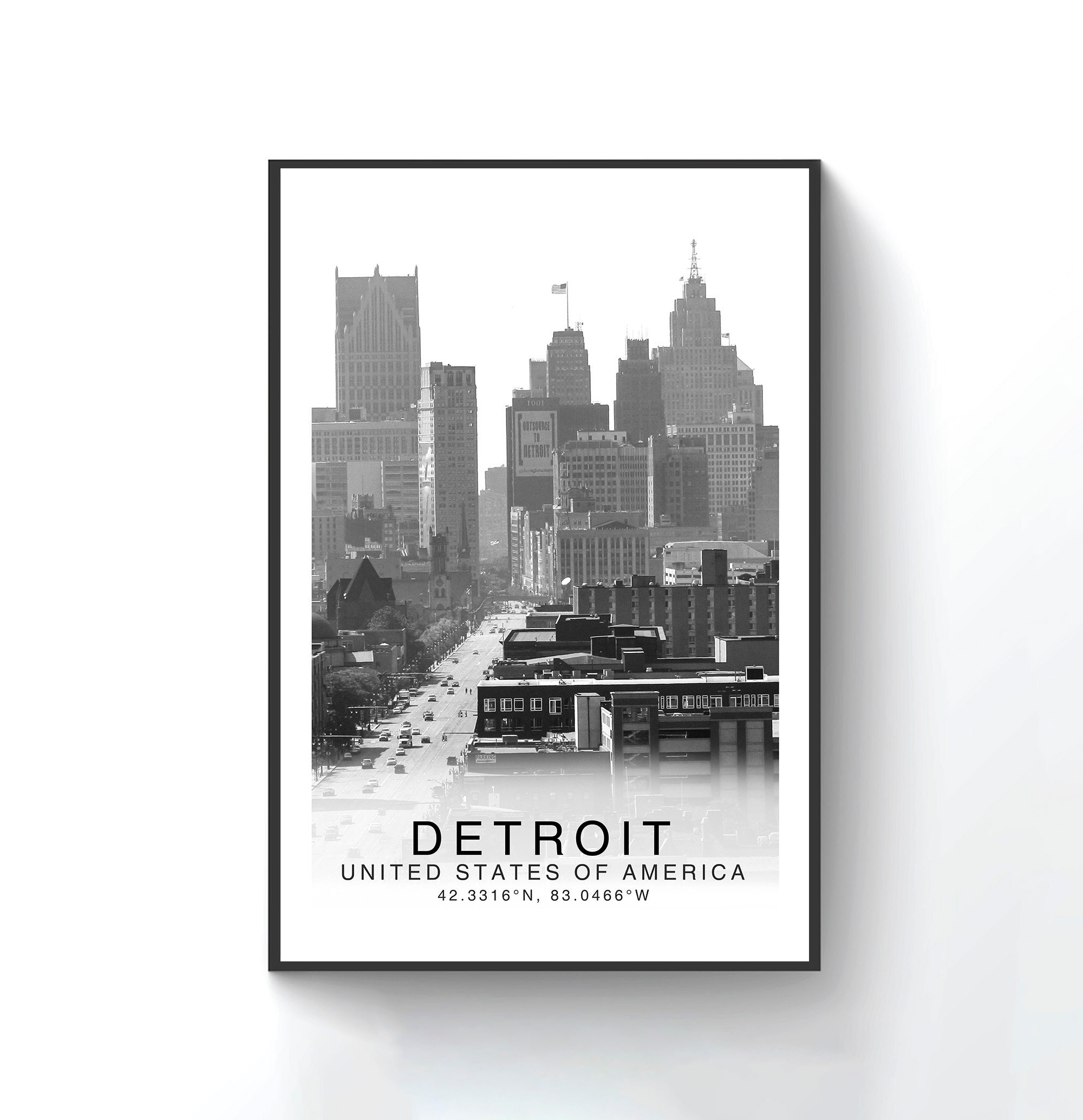 Detroit Travel Print Detroit Poster Detroit Coordinates Etsy