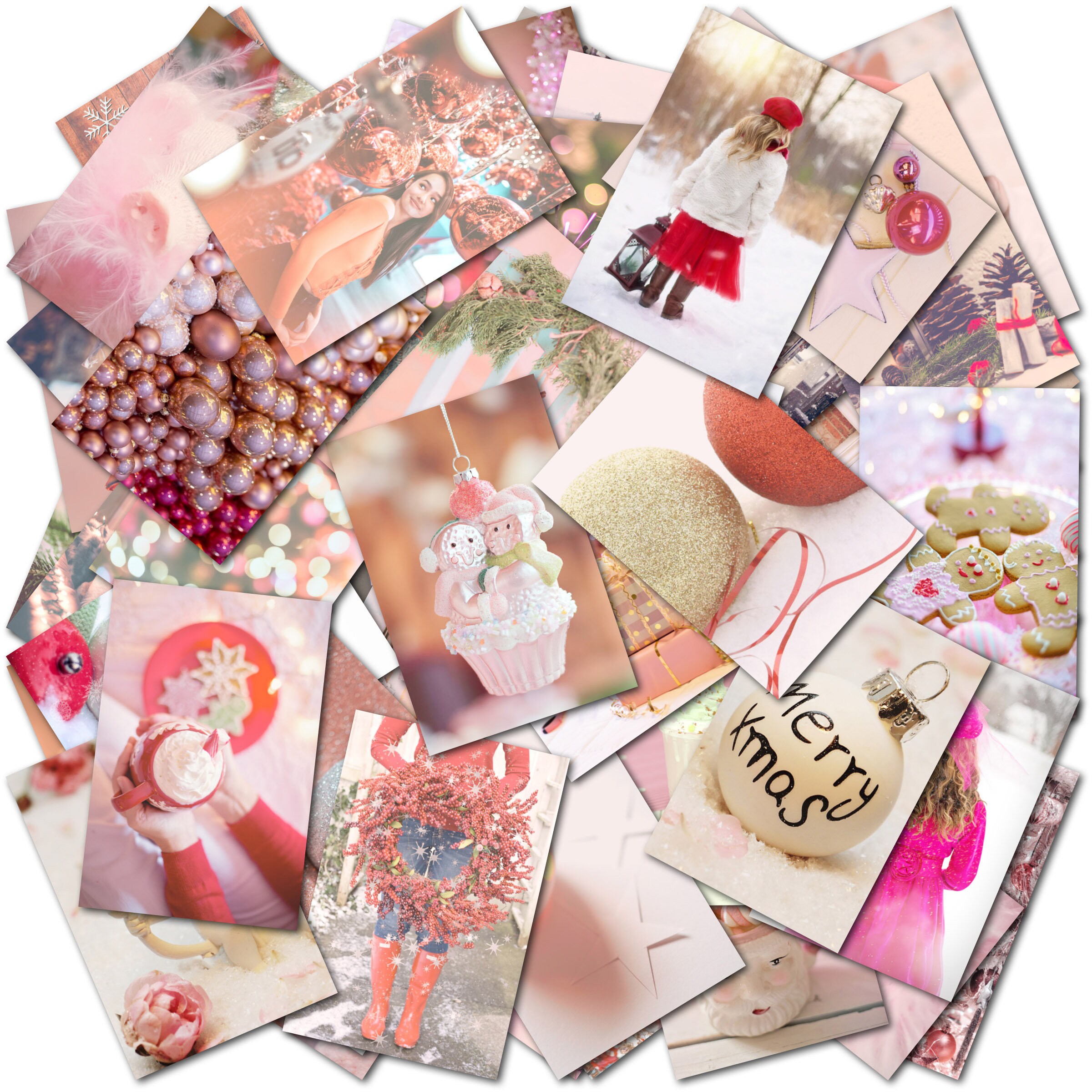 Christmas Aesthetic Wall Collage Kit Christmas Wall Art Decor Etsy