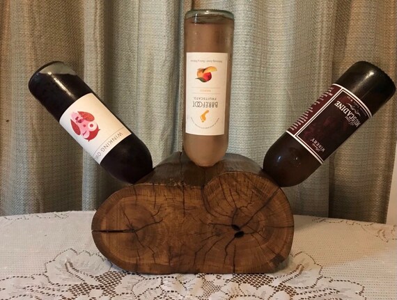 Wine and Woods at the Farmhouse. Unique Wine Bottle Rack Storage 3 Bottles