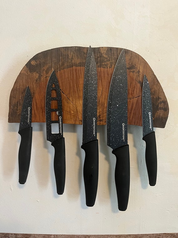 Live Edge Wood Knife Rack, Magnetic Knife Display Block