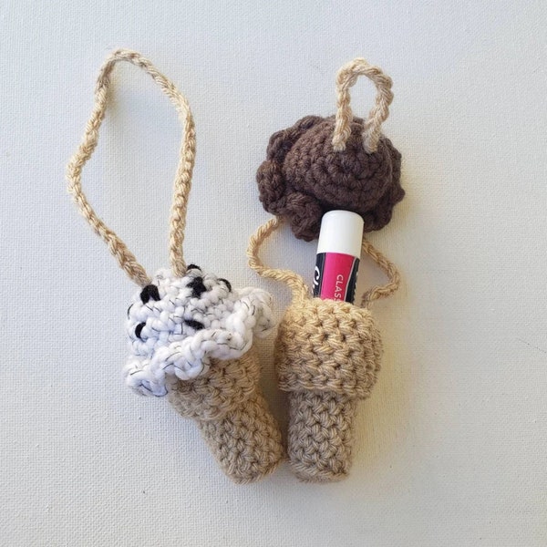 PATTERN: Crochet Ice Cream Cone Chapstick Holders
