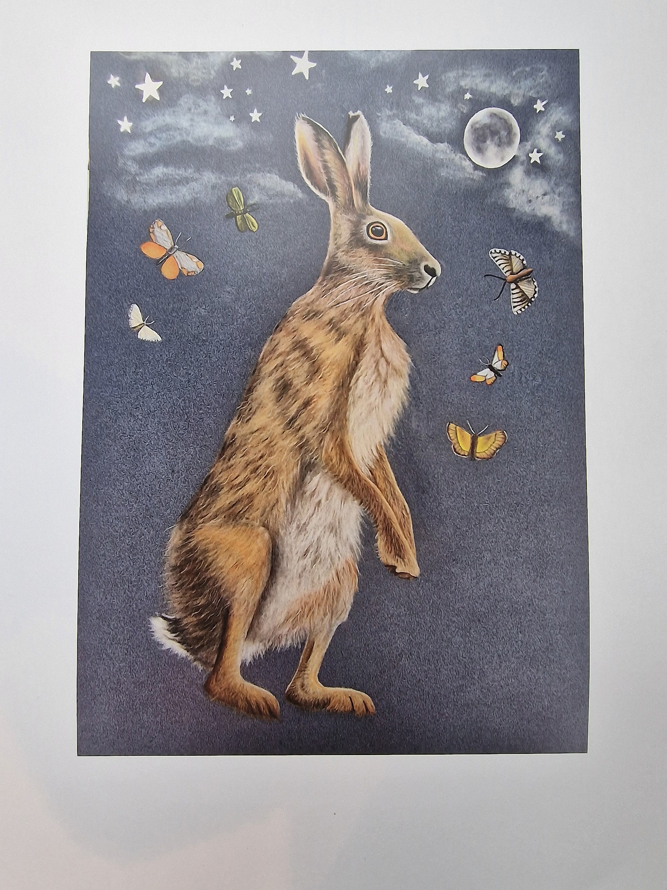 Hare and Moon Print - Etsy