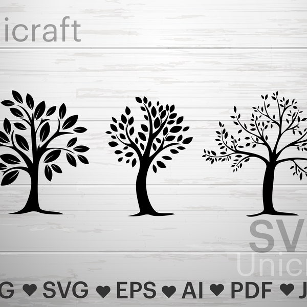 Tree Svg, Tree svg file, Vector, Tree silhouette svg, Forest Clipart, Tree clip art, Cricut Cutting File.