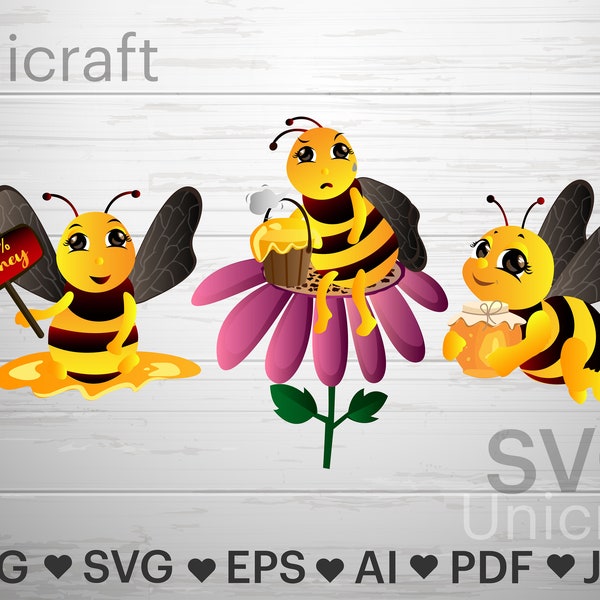Bee Svg, Honey Bee Svg file, Vector,Bumble Bee Svg, Cute Bee, Clipart, kids Bee, Cricut Cutting File.