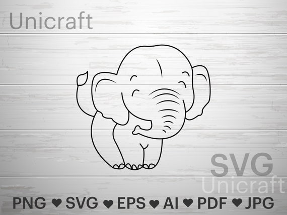 Baby Shower Elephant Outline