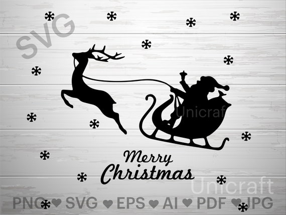 Christmas SVG Santa Sleigh SVG Santa Claus Vector Clipart | Etsy