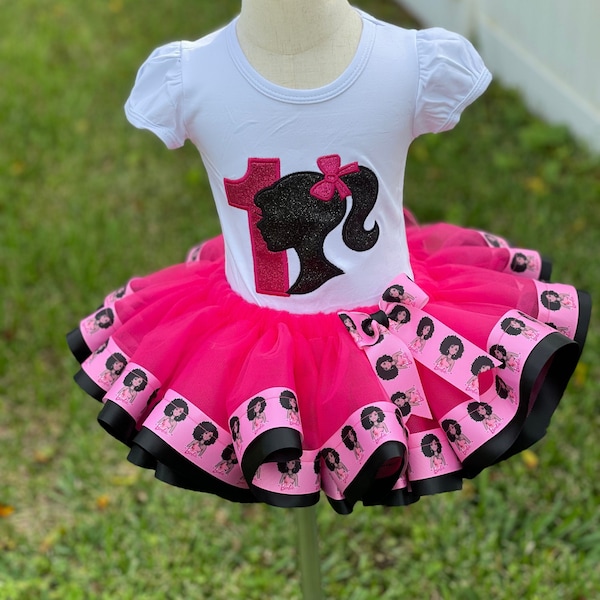 Black Girl Birthday Tutu set/ birthday  black girl tutu with shirt glitter personalized/black girl  outfit/black girl tutu set