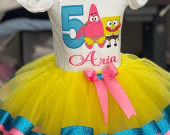 Spongebob Puffer Set, ANY THEME, Any Color, Girl Birthday Outfit, Girl  Puffer Vest & Skirt, Spongebob Birthday Outfit - Etsy