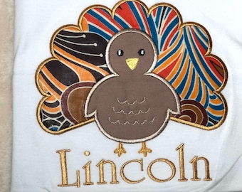 Turkey embroidery boy shirt/Personalized shirt thanksgiving/embroidery shirt custom