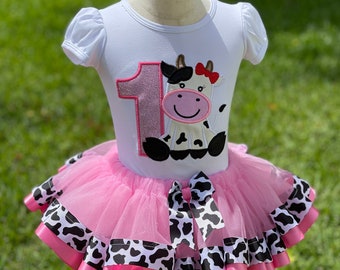 Birthday Cowgirl Outfit: Embroidered Tutu Set, Custom Pink