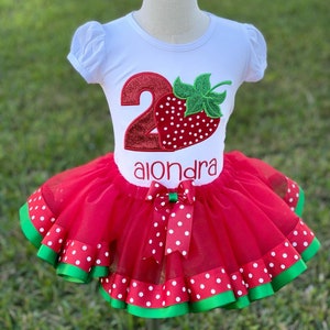 Birthday Strawberry tutu set custom embroidery / personalized strawberry outfit