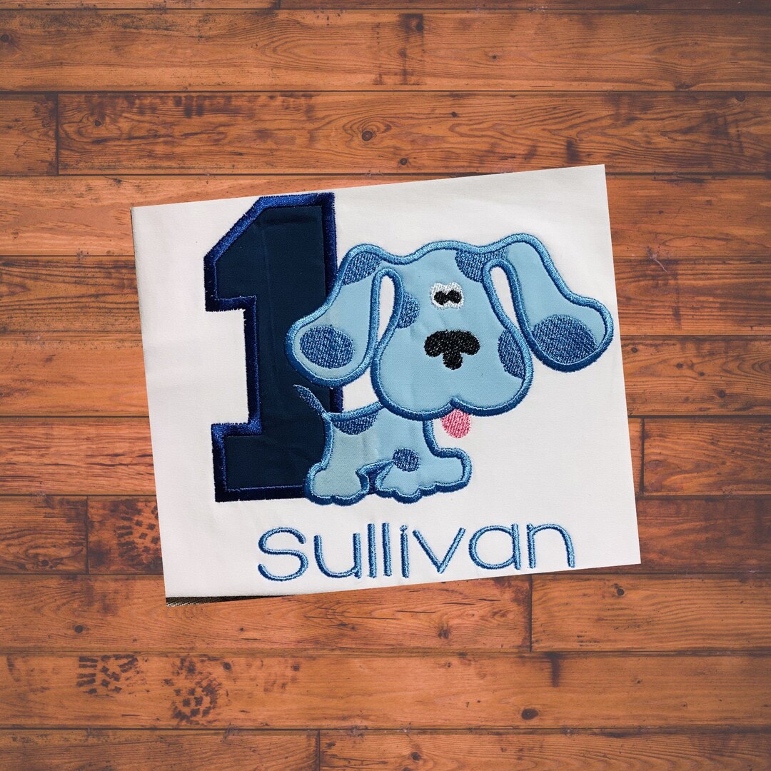 Birthday Blue Dog Shirt Embroidery for Kids Unisex/ Custom Blue Dog
