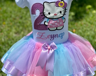 Birthday  Cat  Outfit/ Cat  birthday outfit for girl custom embroidery