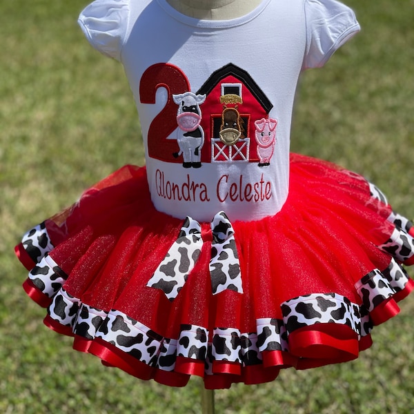 Birthday Barn Farm outfit embroidery /custom barn farm tutu set