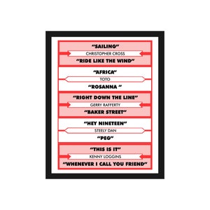 Yacht Rock - Retro Jukebox Song Title Card / Art Print / Music Poster/ Wall Art / Yacht Rock Jukebox / Juke Cards XL