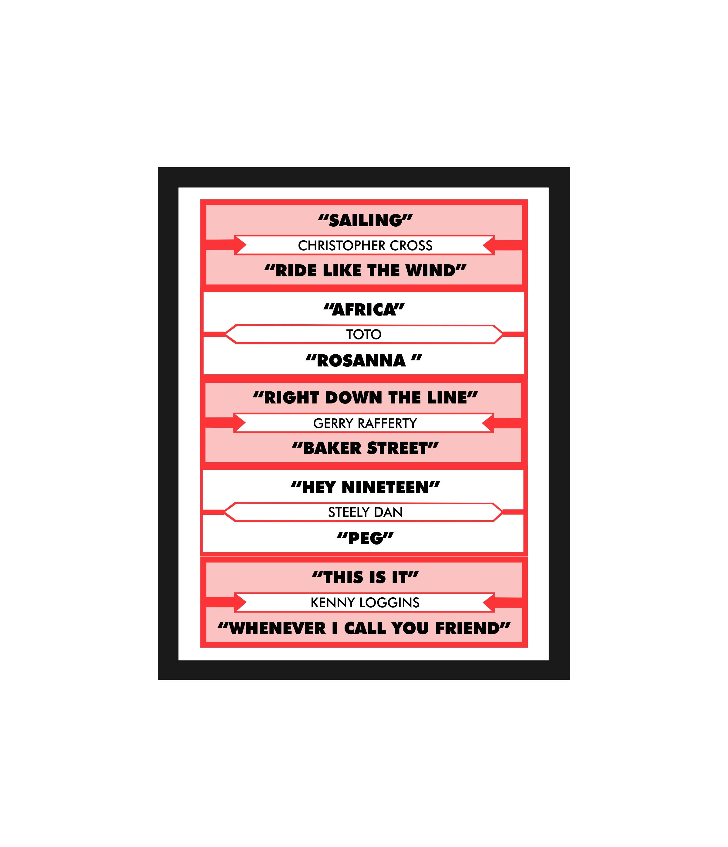 Yacht Rock - Retro Jukebox Song Title Card / Art Print / Music Poster/ Wall Art / Yacht Rock Jukebox / Juke Cards XL