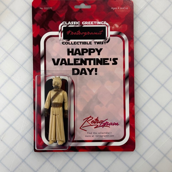 Happy Valentine's Day Card w/ Vintage Star Wars Action Figure Choose a Figure