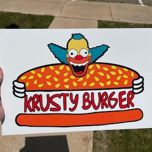 Krusty Burger Sign /The Simpsons Krusty Burger / Metal Sign / Krusty the Clown Sign
