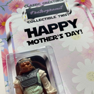 Mother’s Day Card w/ vintage Star Wars Action Figure / Star Wars Mom / Mother Day Card Gift / Mom Star Wars Fan/ Random Figure