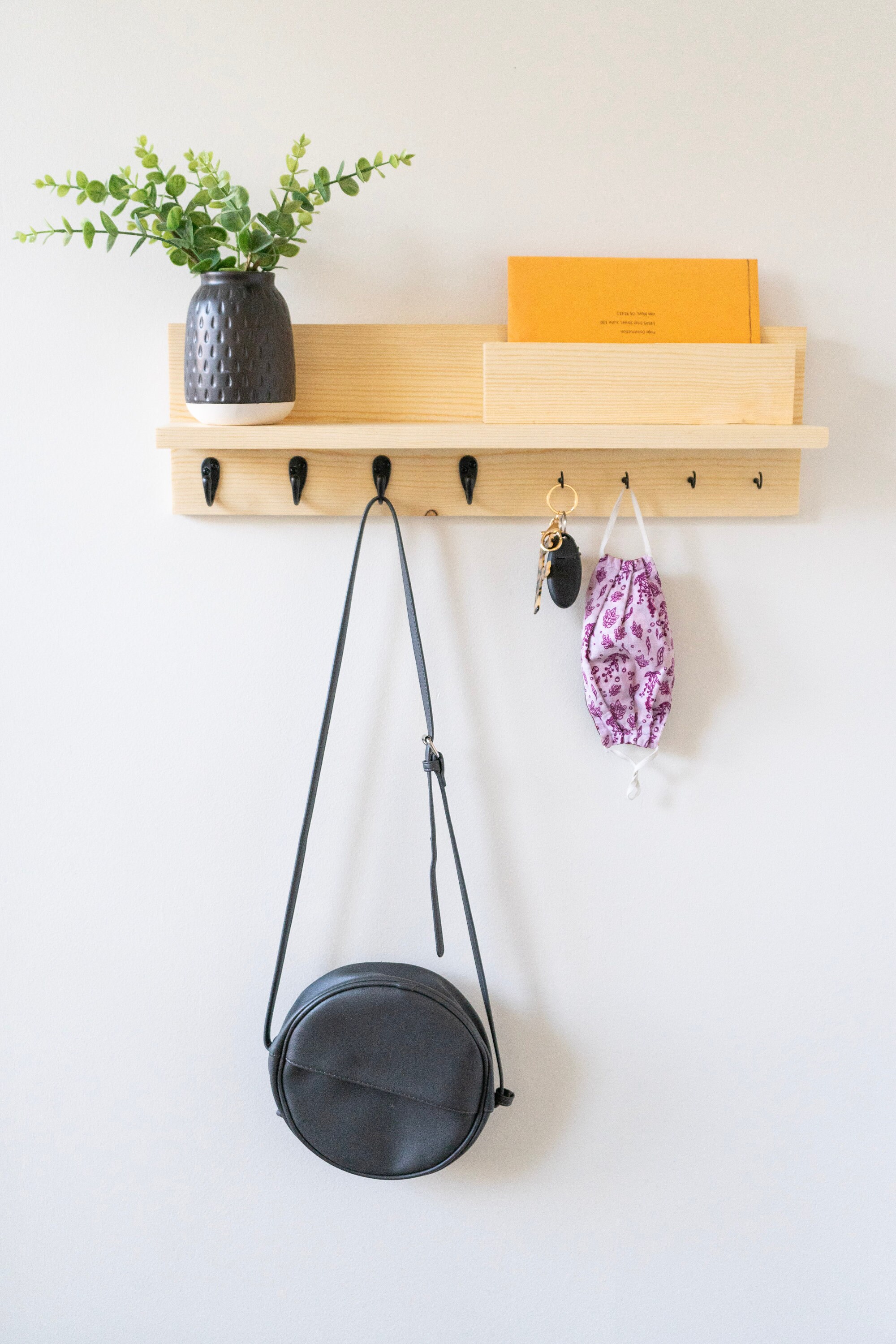 Wall Mounted Entryway Organizer Coat Rack Mail Holder Key Etsy