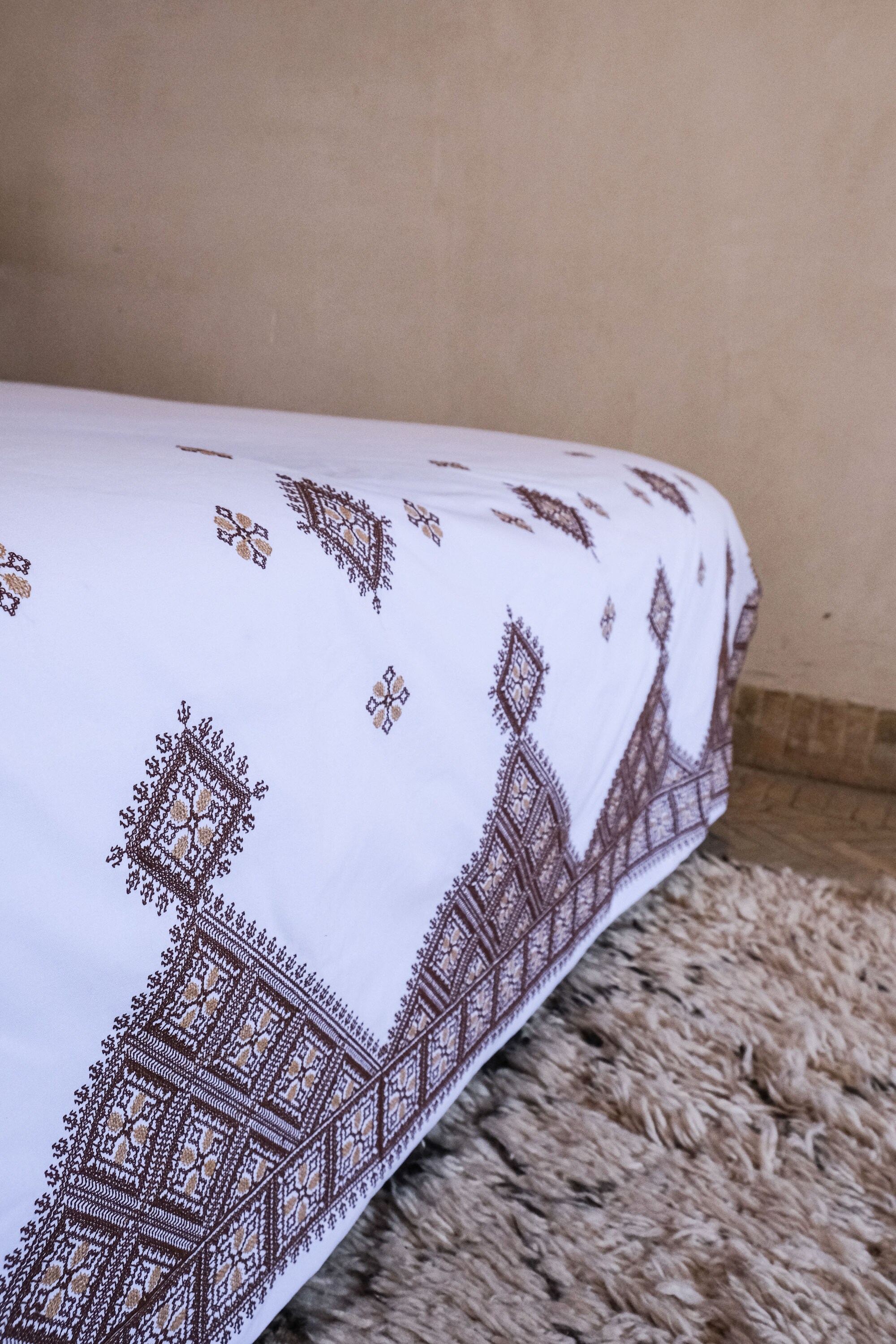 Moroccan Embroidered Duvet Cover Morocco Style Intricate Etsy UK